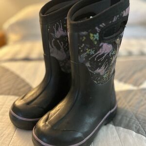 Bogs Black and Purple Kids Unicorn Boots